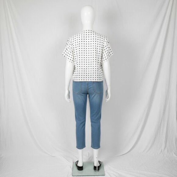 Zara Polka Dot Front Tie Blouse M – V-Neck Cropped Summer Top - Picture 4 of 13
